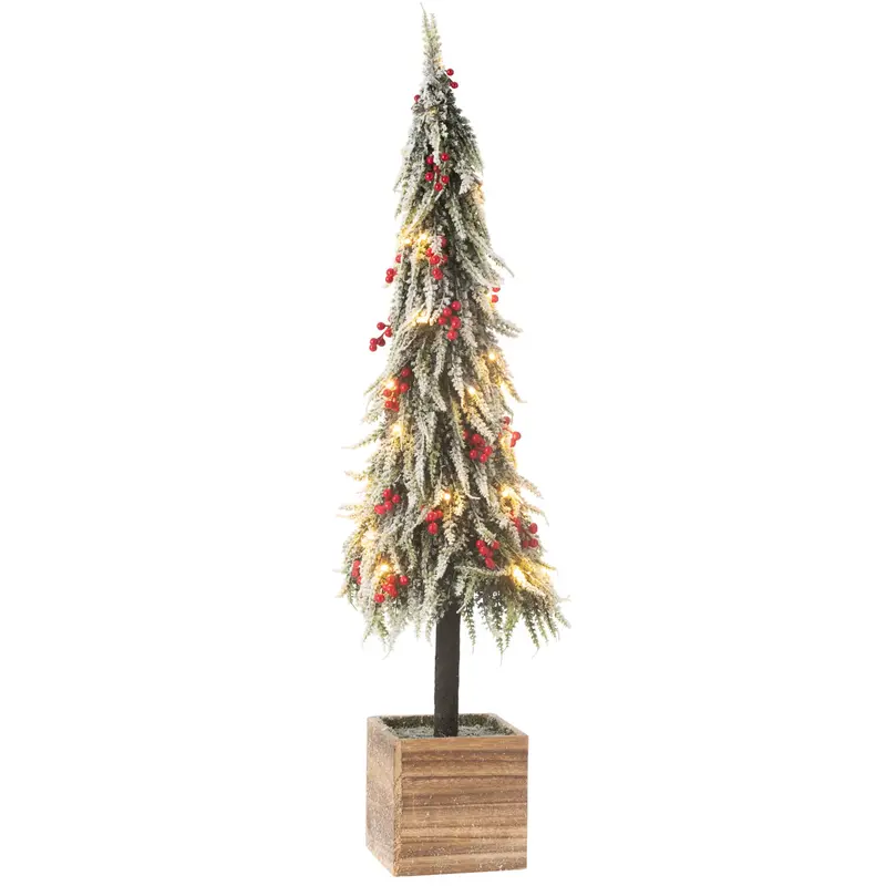 Kerstboom+Led Kunststof Sneeuw Groen/Rood Extra Large H95cm J-Line