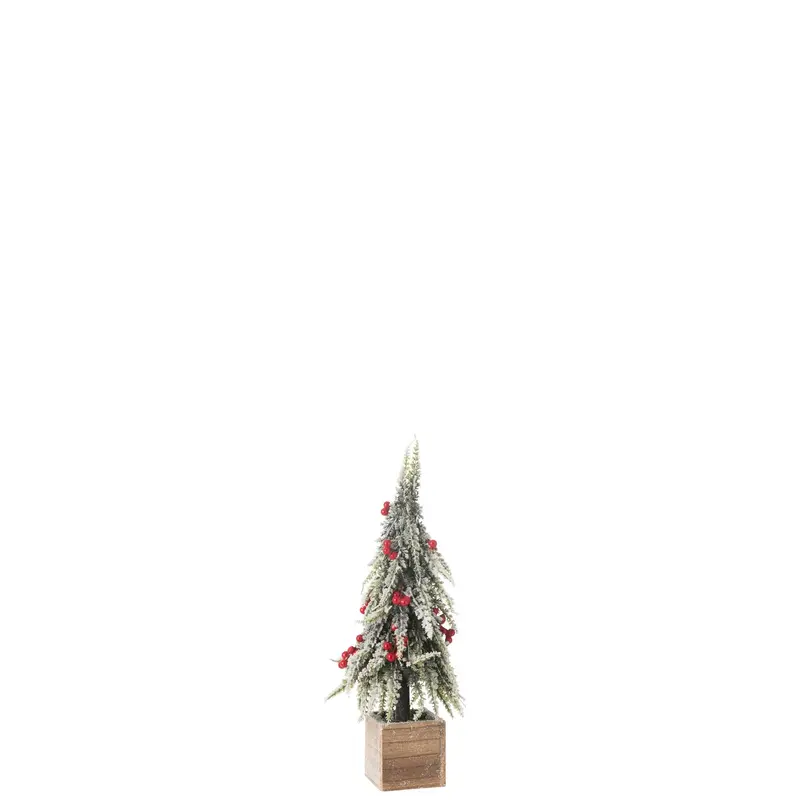 Kerstboom + Led Kunststof Sneeuw Groen/Rood Small H40cm J-Line