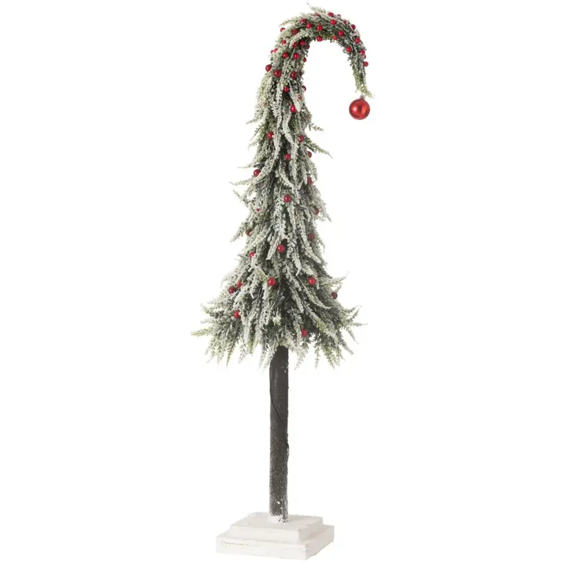 Kerstboom Muts+Led Kunststof Sneeuw Groen/Rood Large H100cm J-Line
