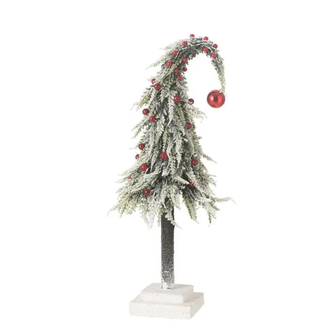 Kerstboom Muts+Led Kunststof Sneeuw Groen/Rood Medium H55cm J-Line