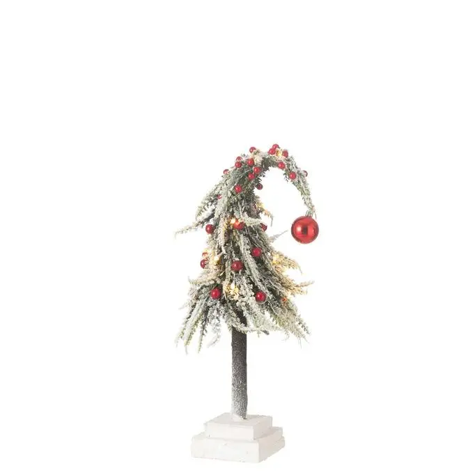 Kerstboom Muts+Led Kunststof Sneeuw Groen/Rood Small H45cm J-Line