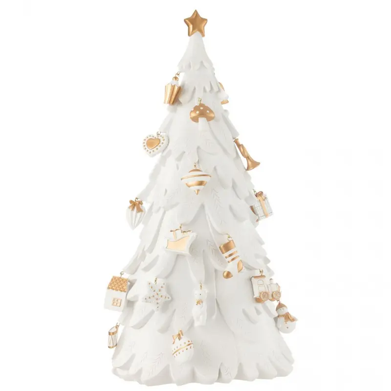 Kerstboom Ornamenten Resine Wit/Goud Large H63cm J-Line