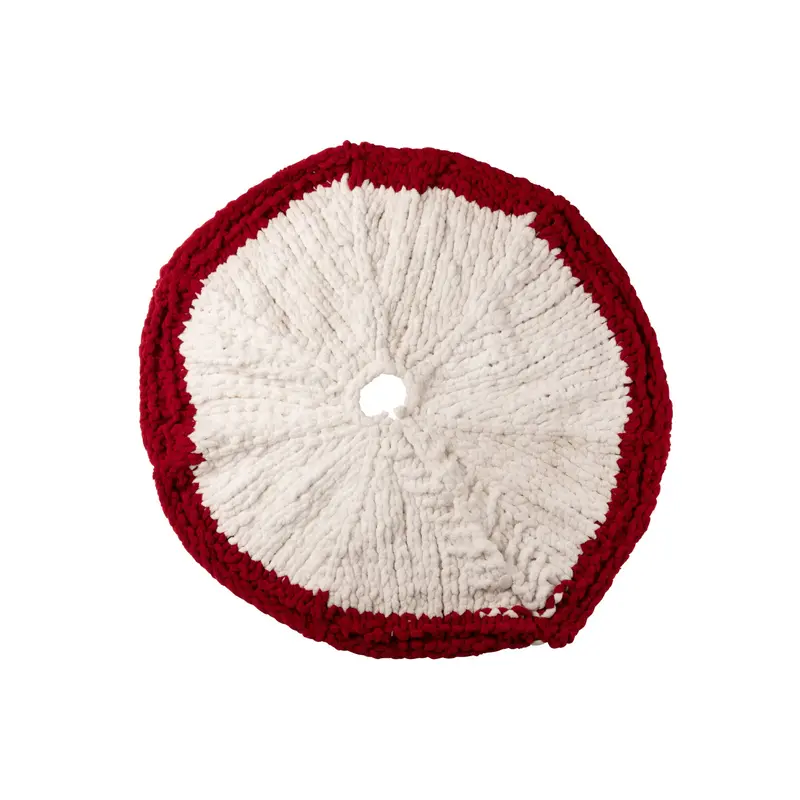 Kerstboomrok Gebreid Polyester Wit/Kerstrood Ø90cm J-Line