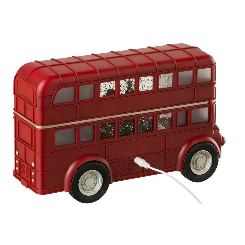 Kerstbus Met Led En Muziek Kunststof Rood J-Line