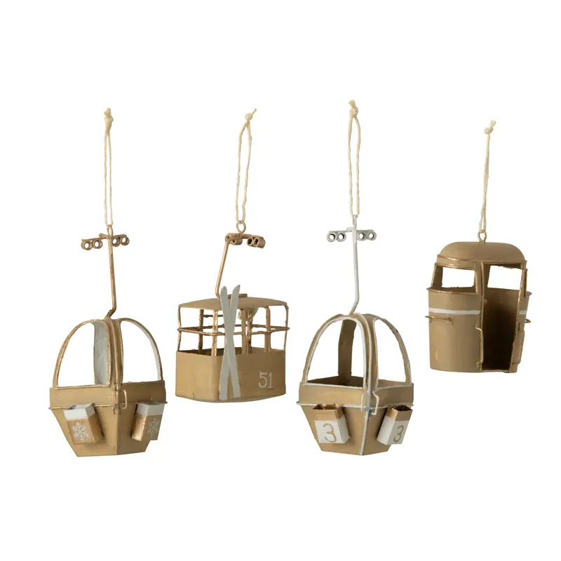 Kersthangers Kabelbaan Metaal Wit/Beige Set Van 4 J-Line