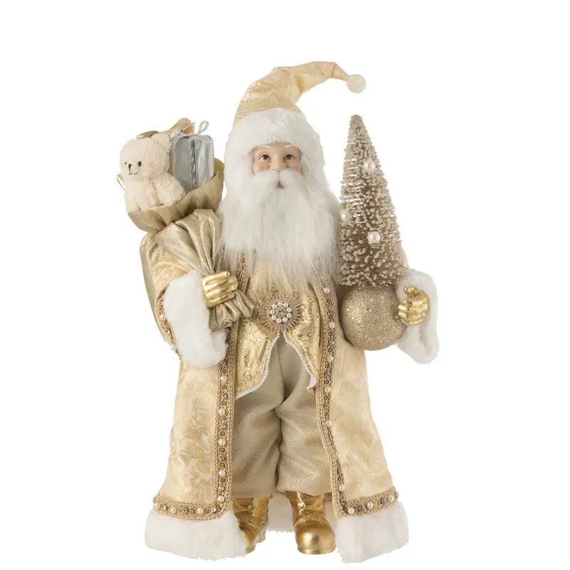 Kerstman Deco Resine/Textiel Goud H50cm J-Line