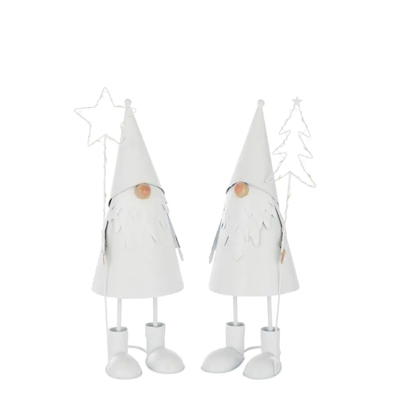Kerstman Led Ster + Boom Metaal Wit Small Set van 2 J-Line