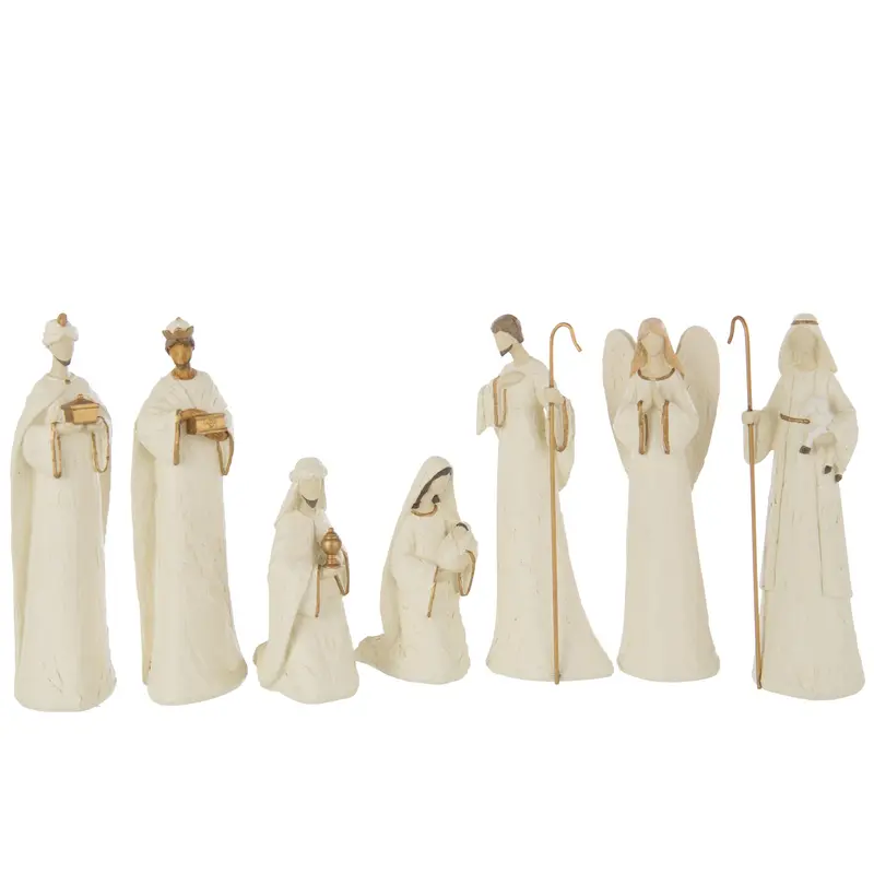 Kerststal 7 Delen Kalk Ecru/Goudkleurig J-Line