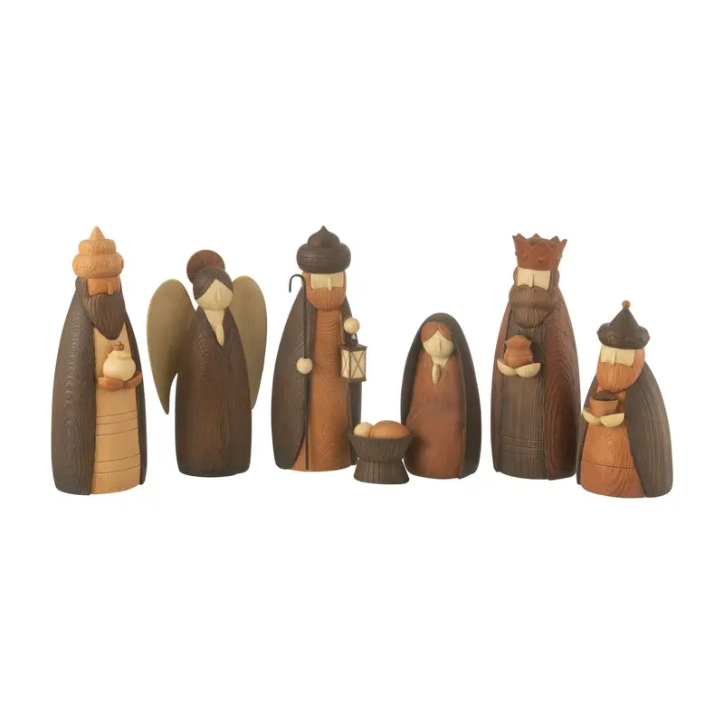 Kerststal 7 Delen Resin Bruin J-Line