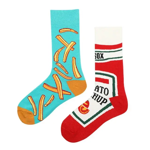 Ketchup and Fries Mismatched Crew Socks