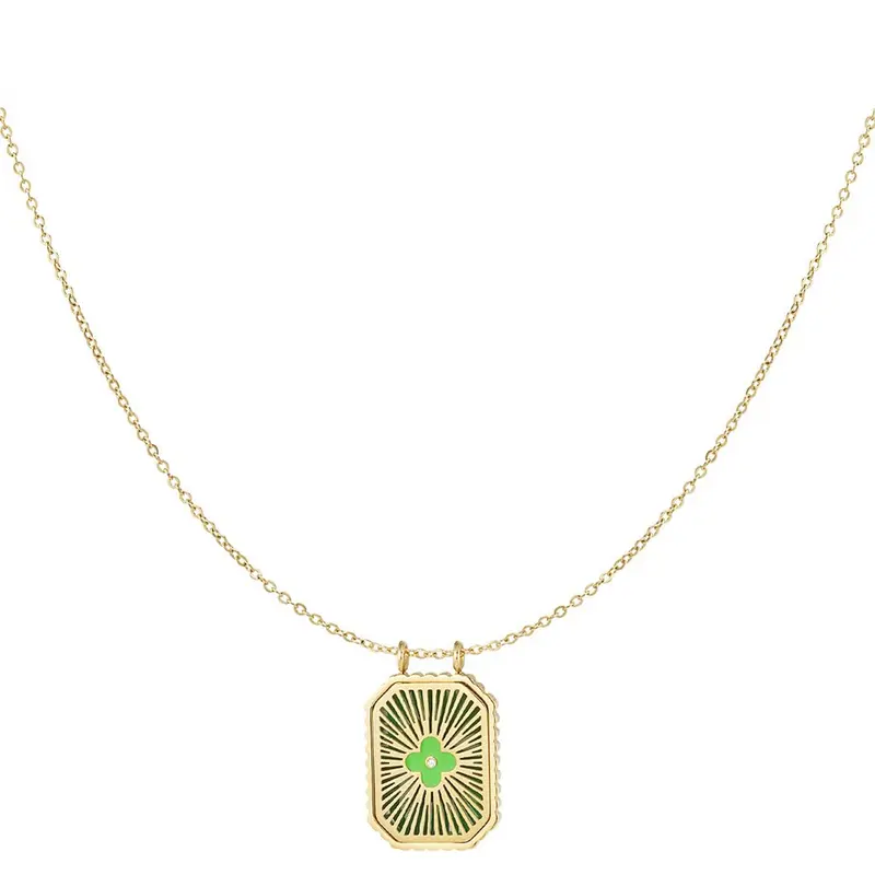 Ketting Gekleurde Bloem Bedel goud groen