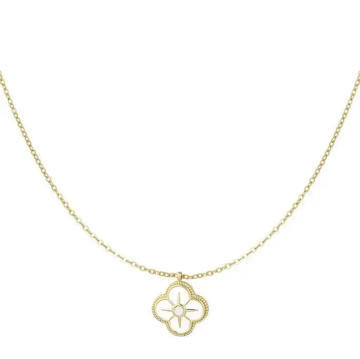 Ketting Klaver goud wit