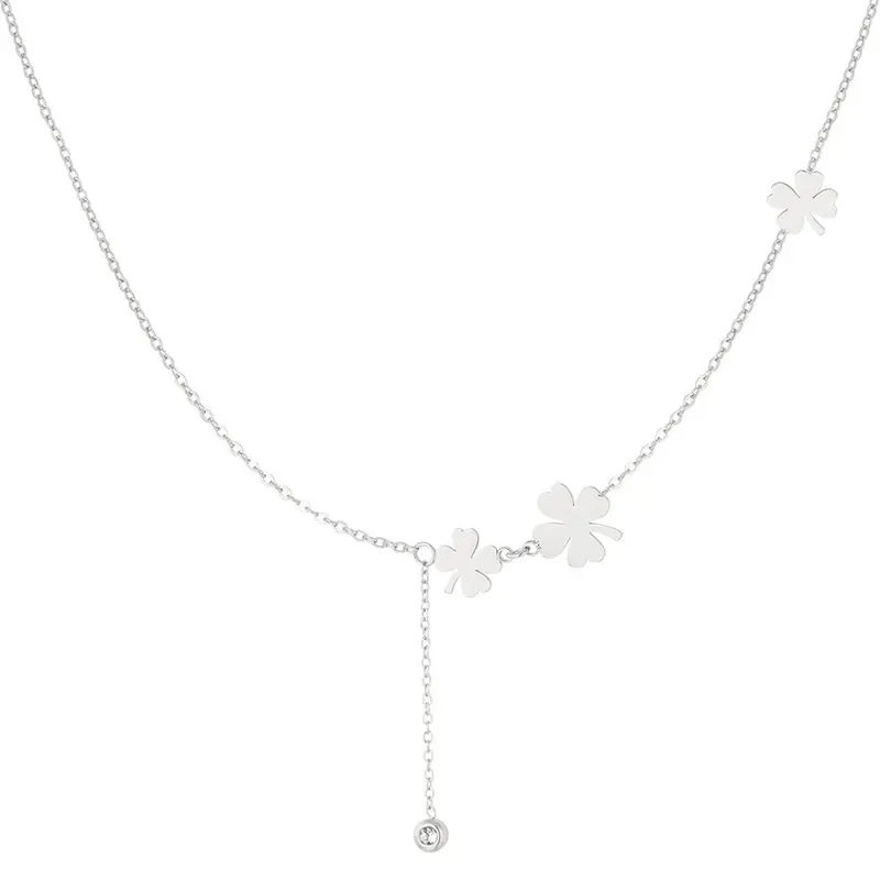 Ketting Klavers en Steen zilver