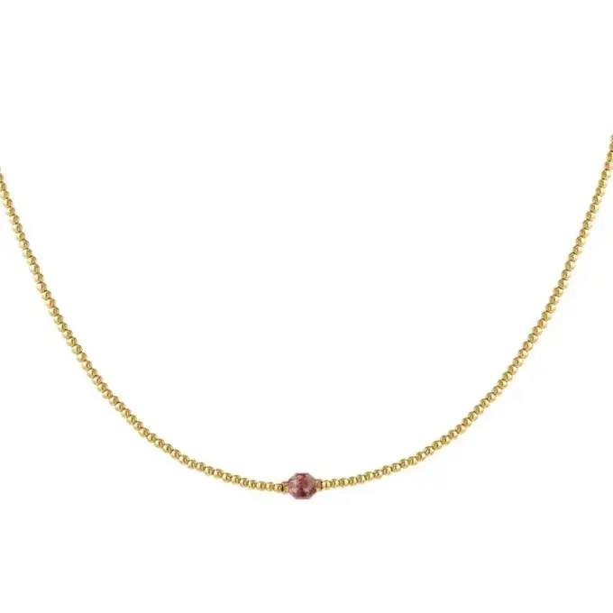 Ketting met kleurrijke steen roze