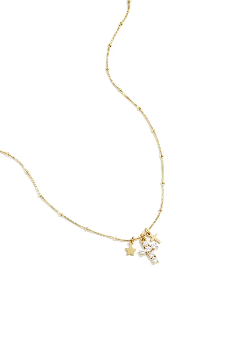 Ketting met Kruis en bedeltjes | Goud
