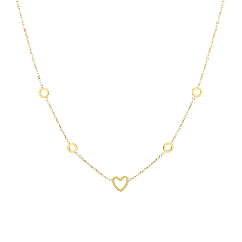 Ketting Open Hartje en Cirkels goud