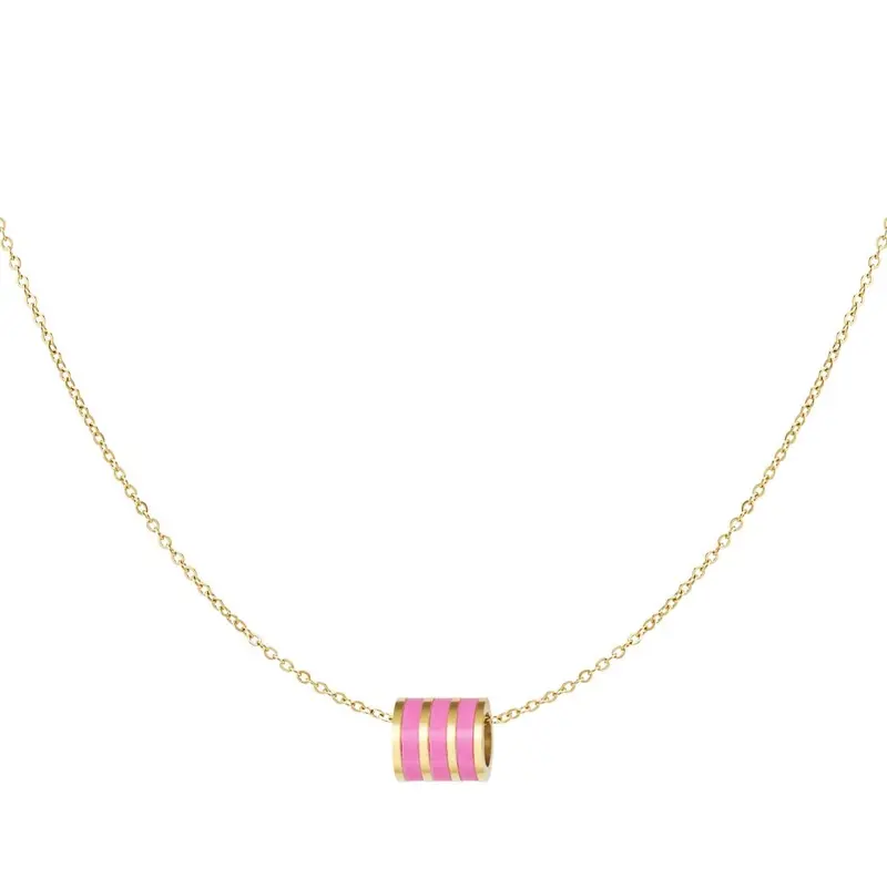 Ketting Ronde bedel goud roze