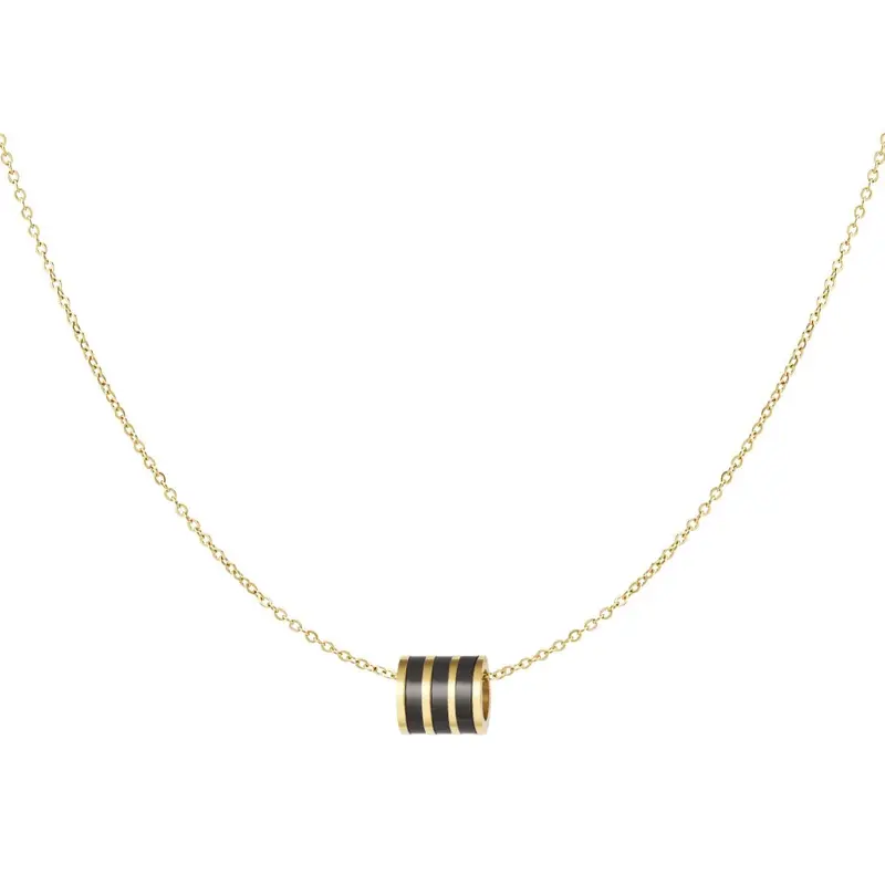 Ketting Ronde bedel goud zwart