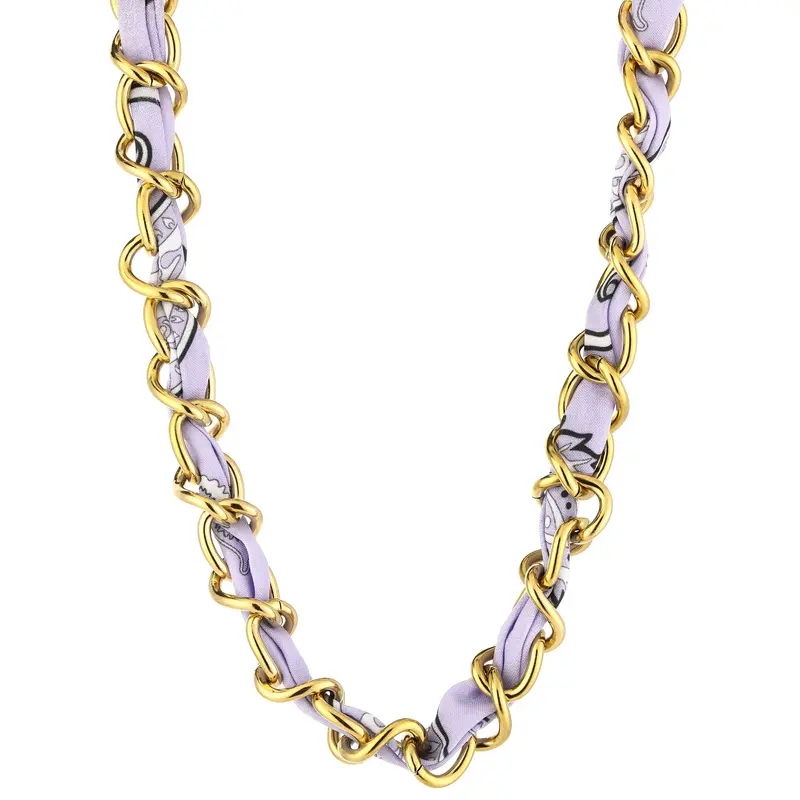 Ketting Schakel met Bandana goud lila
