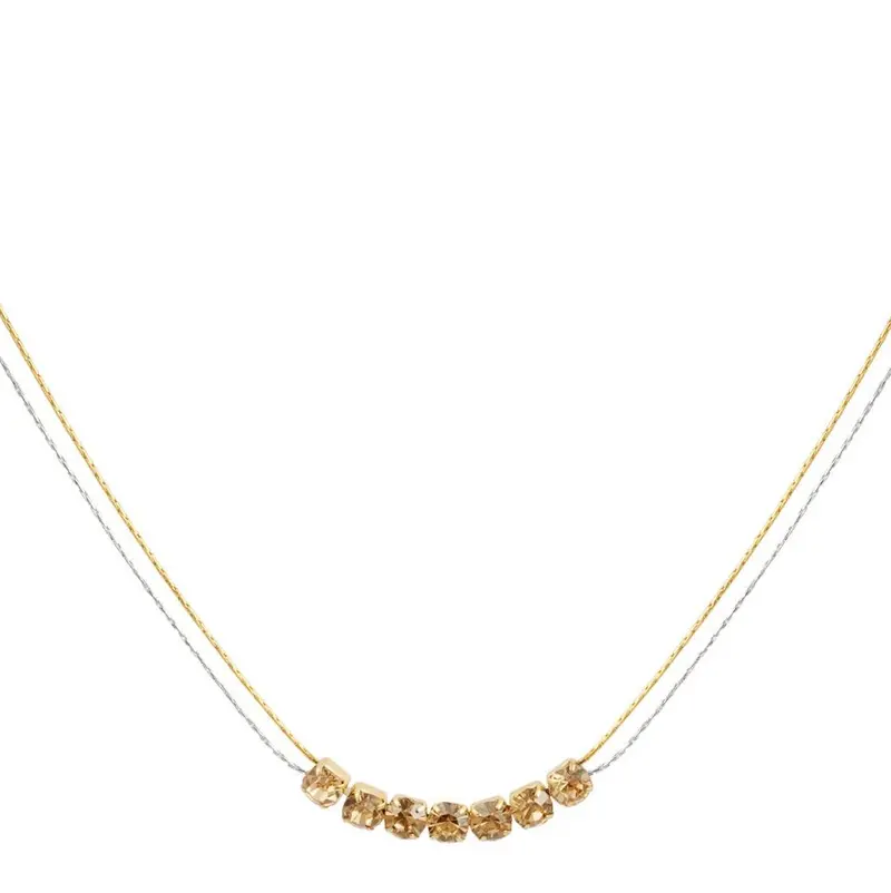 Ketting Steen goud zilver beige