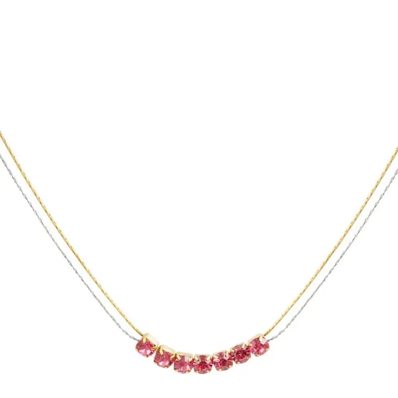 Ketting Steen goud zilver roze