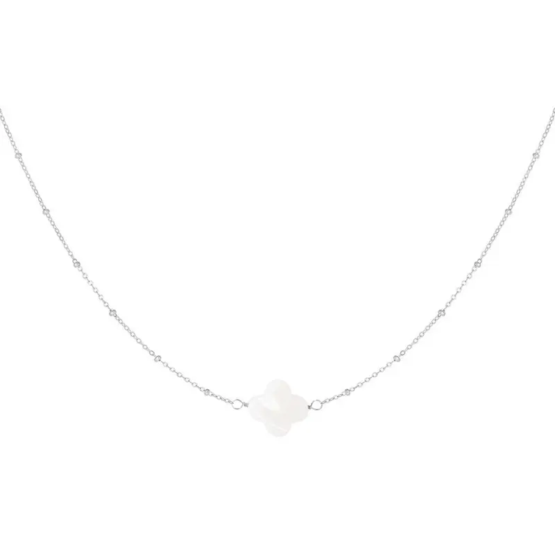 Ketting Zeeschelp Klaver zilver