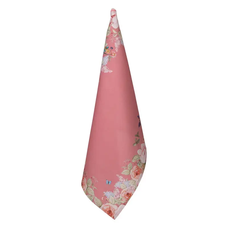 Keukendoek Bloemen roze 70x50cm
