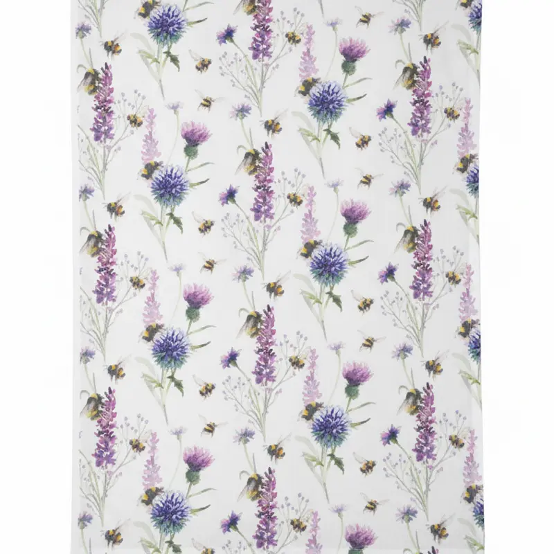 Keukendoek Bumblebees in the Meadow wit paars 70x50cm