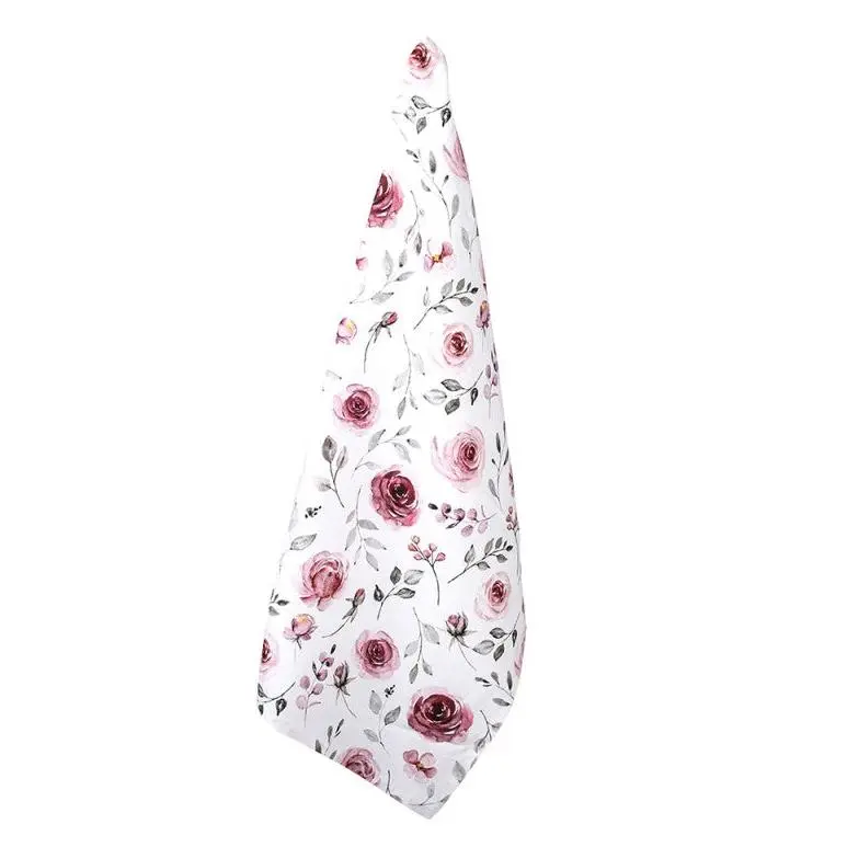Keukendoek Rozen wit roze 70x50cm