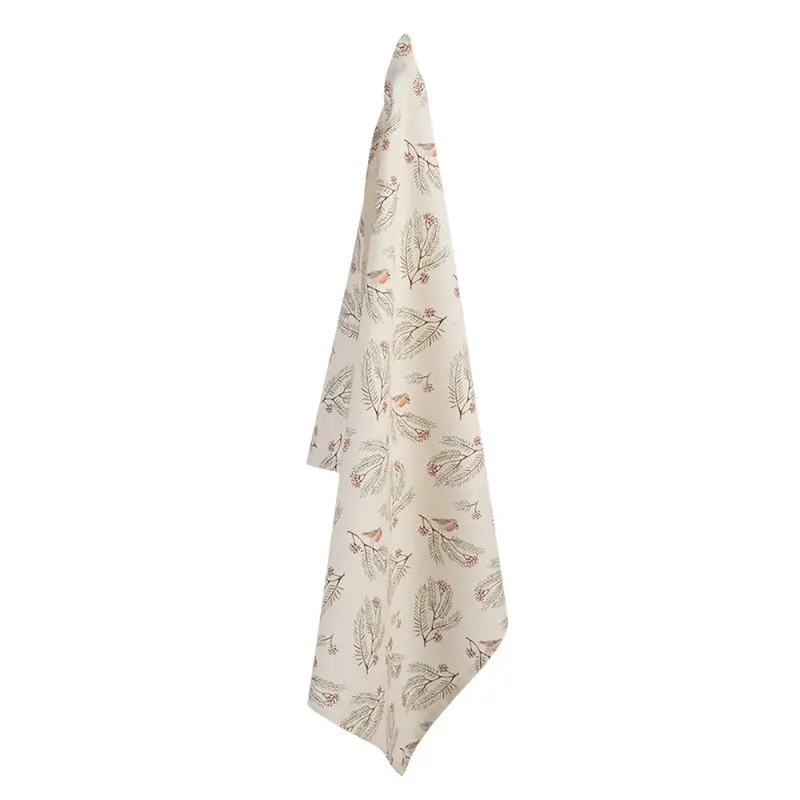 Keukendoek Vogel beige groen 70x50cm