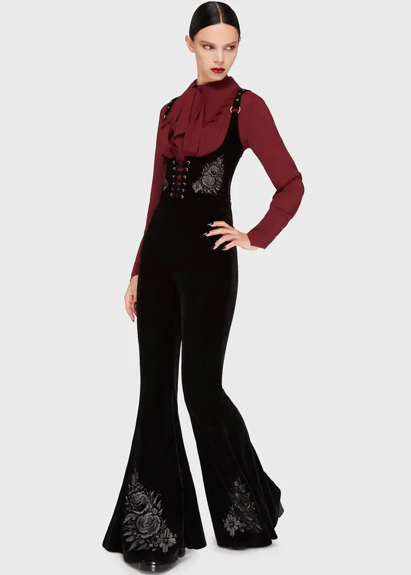 Killstar A Devil's Rose Flare Trousers Black