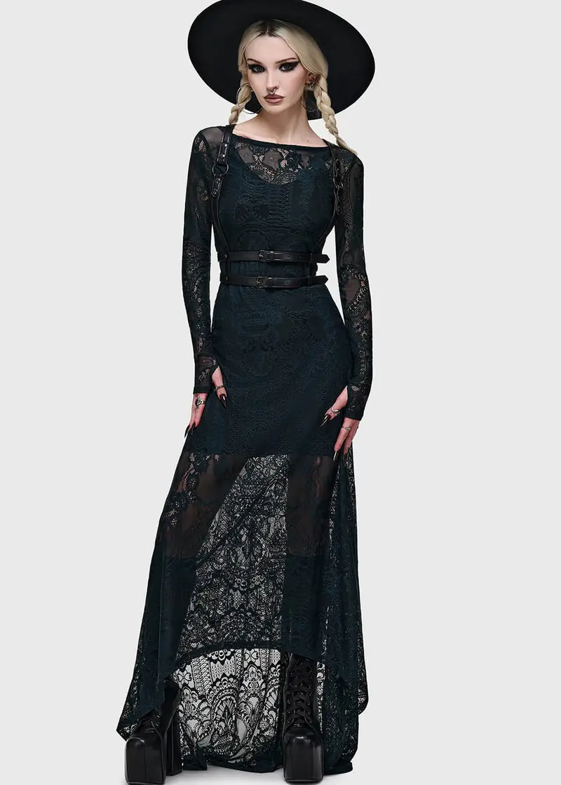 Killstar Bella's Curse Green Maxi Dress