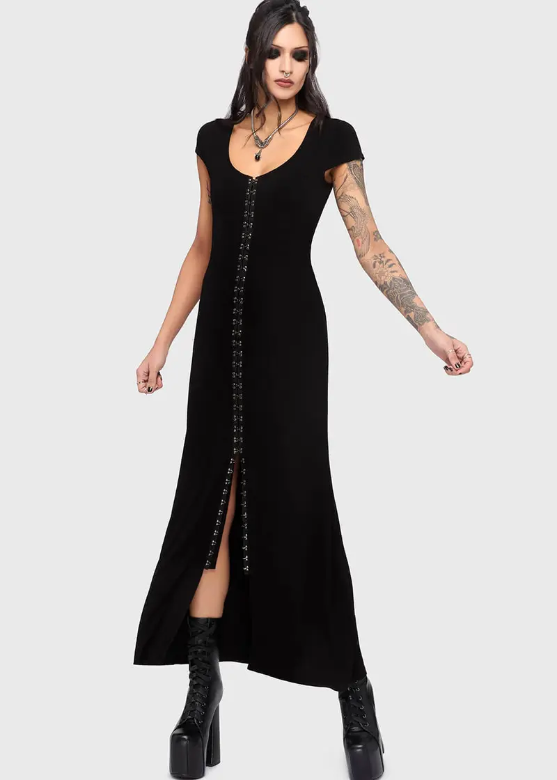 Killstar Chapel Blessing Hook & Eye Maxi Dress Black