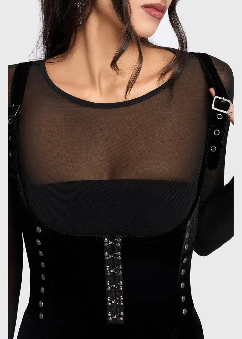 Killstar Chapel Blessing Velvet Underbust Corset Top Black