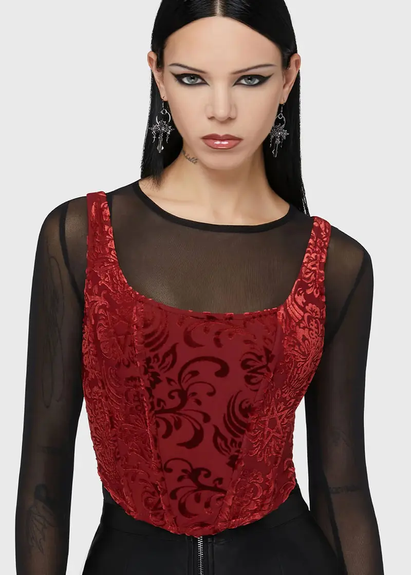 Killstar Crimson Bloodlust Corset Top Red