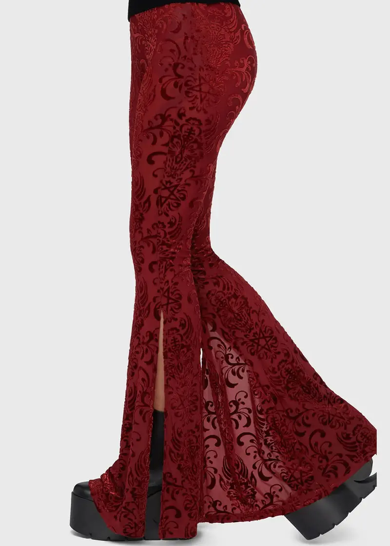 Killstar Crimson Bloodlust Flare Pants in Red