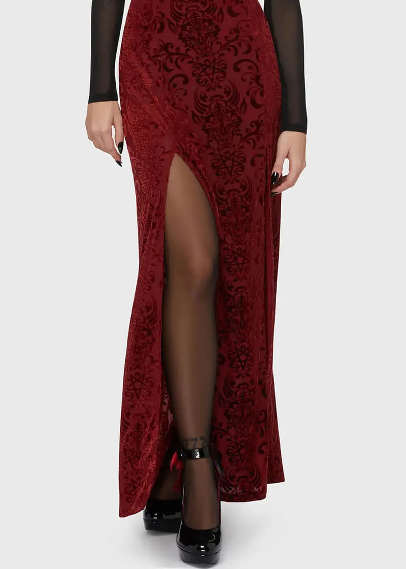 Killstar Crimson Bloodlust Maxi Skirt Red
