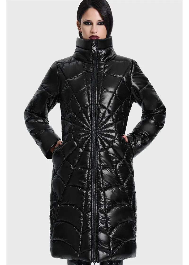 Killstar Deadliest Web Puffer Jacket Black