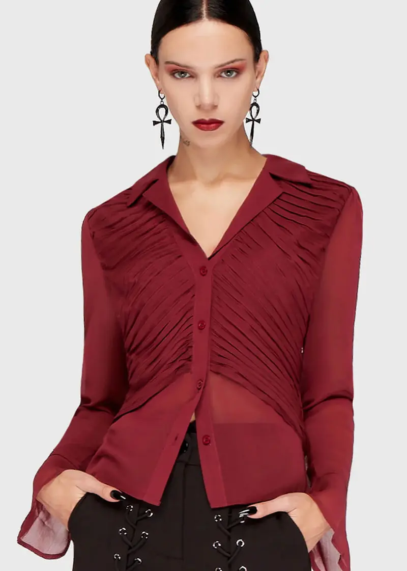 Killstar Evermore Eclipse Shirt Burgundy