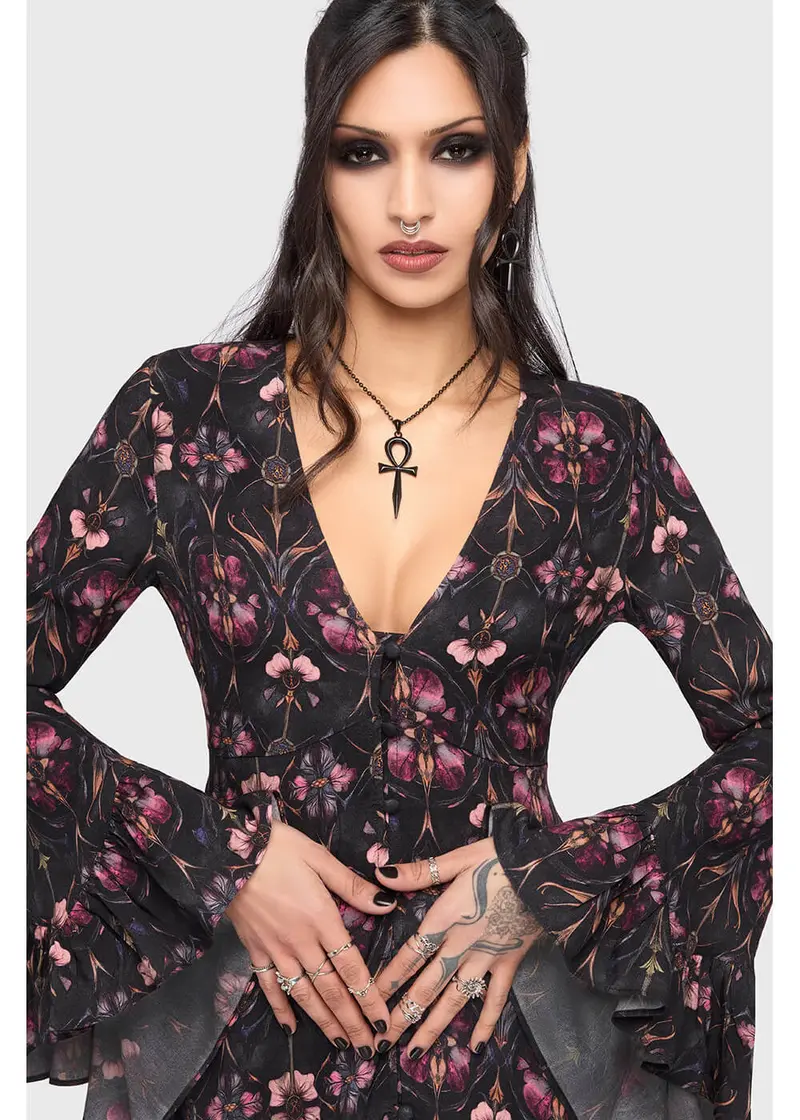 Killstar Garden Altar Midi Dress Black