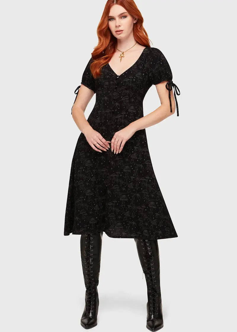 Killstar Garden Of Venom Midi Dress Black