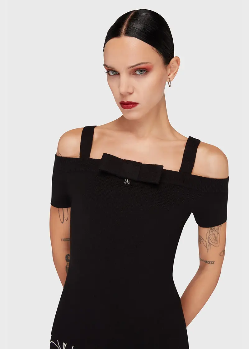 Killstar Graveyard Swing Bardot Top Black