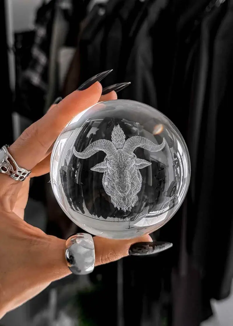 Killstar Haunted Homeware Baphomet Crystal Ball Clear