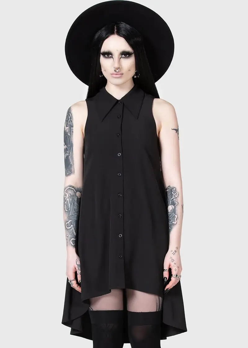 Killstar Kihilist Olde Night Blouse Dress Black
