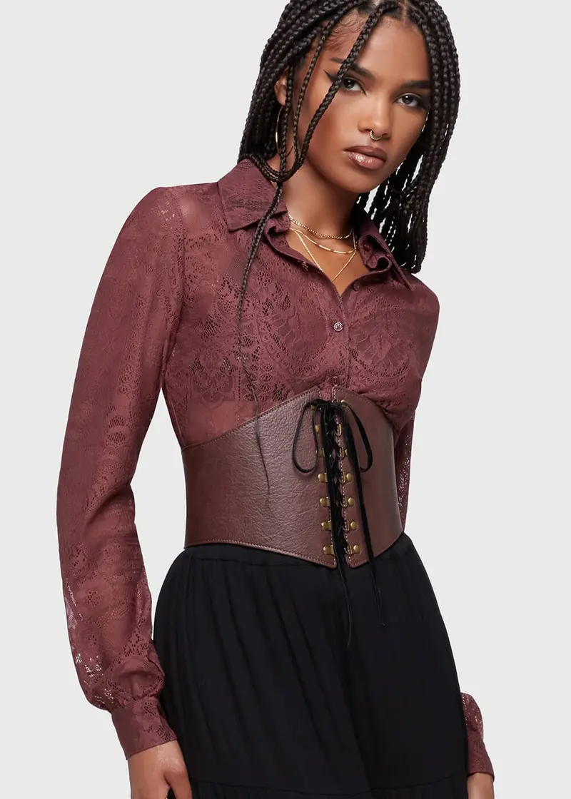Killstar Lilith's Garden Brown Blouse