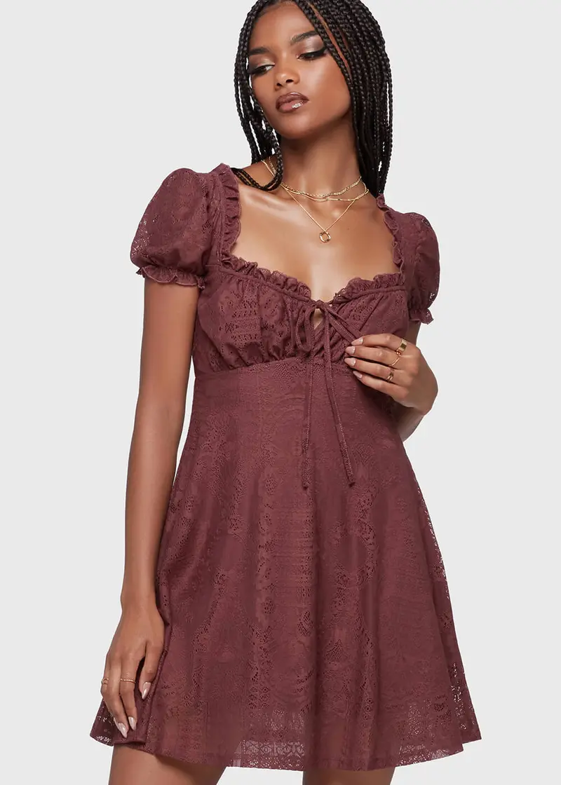 Killstar Lilith's Garden Brown Mini Dress