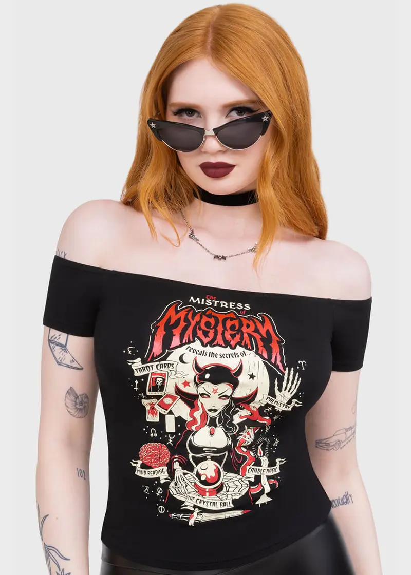 Killstar Mistress Mistery Bardot Top Black
