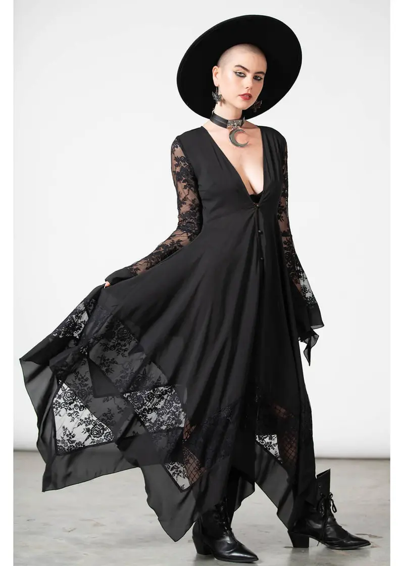 Killstar Misty Night 70s Black Maxi Dress
