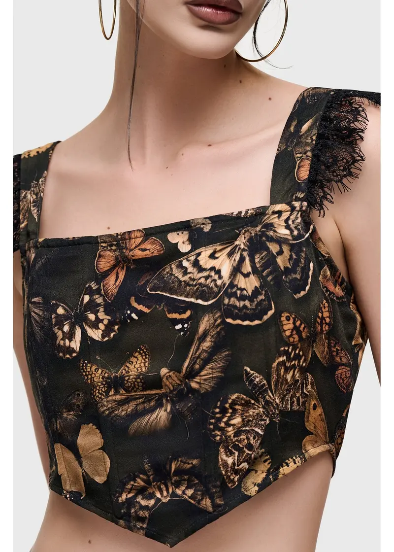 Killstar Mortelle Moth Corset Top Multi