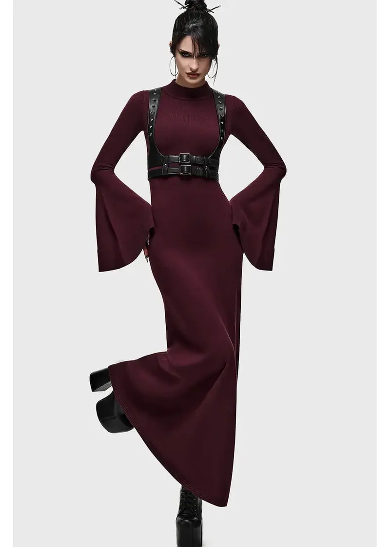 Killstar Myra Maxi Dress Burgundy